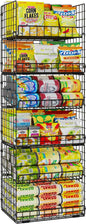 JKsmart 6-Tier Stackable Wire Basket, Can Organizer for Pantry Kitchen, XXL Metal Storage Shelves with Dividers & Handles, Easy Assembly Space Saving Storage Bins for Snacks Fruits Veggies