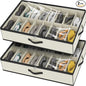 homyfort 32 Pairs Shoe Organizer Under Bed, Sturdy Underbed Shoe Storage Boxes Bins, Organizador De Zapatos, Extra Large Zapateras Organizer, Beige, Set of 2