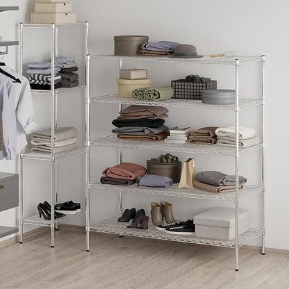 24" Deep x 54" Wide x 64" Height Wire Shelving Kit | 5-Tier | NSF Commercial Storage Rack Unit