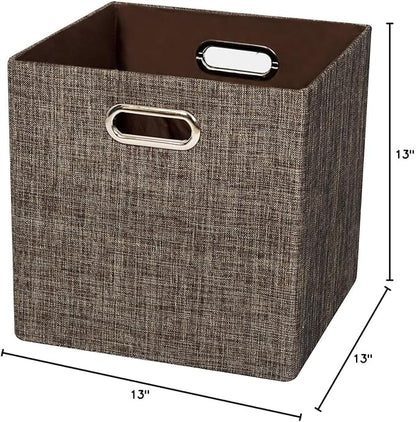 Posprica Storage Bins Cube Containers Boxes,Thick and Heavy Duty Fabric Drawers, 11×11 inch- Set of 4,Brown