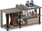 Furinno Turn-N-Tube Compact Multi Storage Shoe Rack, 35.2"W 3-Tier, French Oak Grey/Black