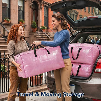 Moving Bags Heavy Duty,Extra Large Moving Bags for Travel/College Packing/Storage/Organization/Seasonal Clothes & Bedding Storage,Moving Supplies Bins,Compatible with Ikea Frakta Cart (Pink,6Pcs)