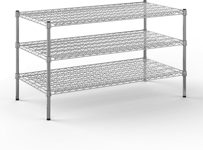 24" Deep x 48" Wide x 27" Height Wire Shelving Kit | 3-Tier | NSF Commercial Storage Rack Unit