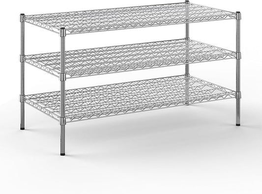 24" Deep x 48" Wide x 27" Height Wire Shelving Kit | 3-Tier | NSF Commercial Storage Rack Unit