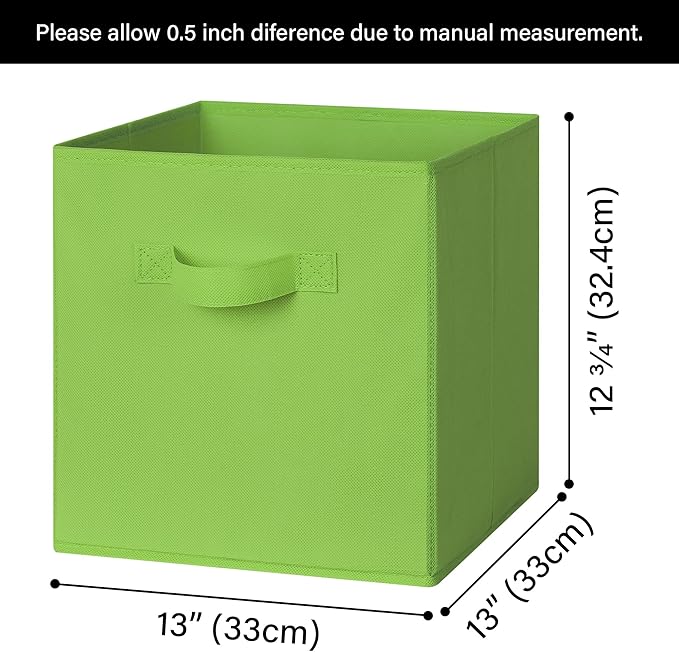 GRANNY SAYS 13 Inch Cube Storage Bins, Colorful Cube Storage Organizer, Fabric Storage Bins, Storage Cubes for Shelves, Closet, Toy Storage Bins for Kids Room, Play Room, Rainbow, 6-Pack