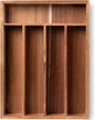 Fibogollo Silverware Organizer Acacia Wood Kitchen Drawer Organizer with 5 Slots Flatware Organizer Tray for Kitchen, Flatware, Utensils