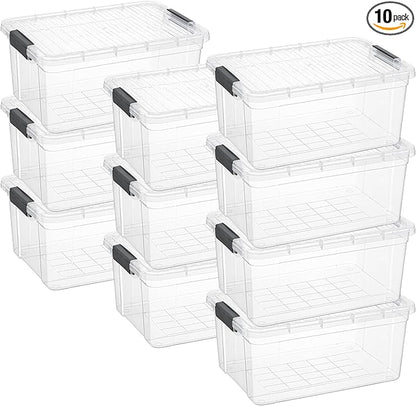 Superio Clear Storage Box with Lid, 21 Quart Plastic Container Bins for Organizing, Stackable Crates, BPA Free, Non Toxic, Odor Free, Organizers for Home, Office, School, and Dorm, 10 Pack