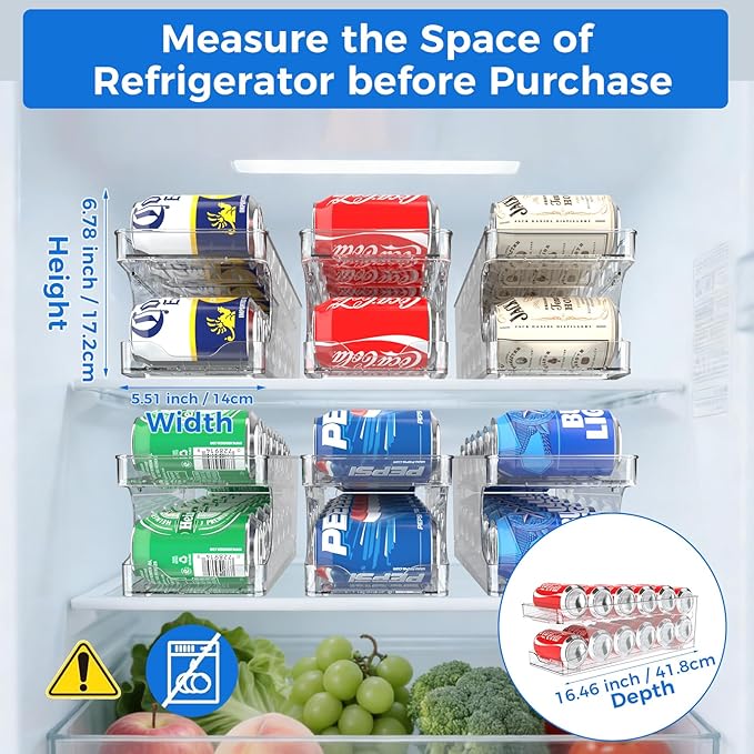 Can Organizer for Pantry Stackable AND Rolling Soda Can Dispenser for Refrigerator Soda Can Organizer