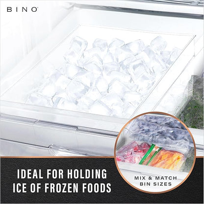 BINO | Plastic Storage Bins, Medium - Deep | THE HANDLER COLLECTION | Multipurpose Organizer Bins | Kitchen Pantry Organizers and Storage | Clear Containers for Organizing Home | Freezer Organizer