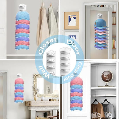 Hat Organizer for Baseball Caps on the Wall, Adhesive Hat Storage Rack, Ball Cap Hooks Display, Vertical Hat Hanger Holder for Door and Closet, Hold Up to 10 Hats, Clear, 1 Pack