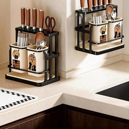 Kitchen Utensil & Knife Holder.Countertop Cutlery Organizer and Drying Caddy, Wall Mountable Utensil Rack for Spoons, Forks & Knives - Smart Kitchen Organization