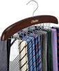 Tie Rack Hanger for Closet: Ohuhu 24 Folding Hooks Tie Hangers for Men Wooden Tie Holder Organizer Space Saving Necktie Storage 360 Degree Rotating Ties Belts Scarves Tank Tops Accessories-Walnut