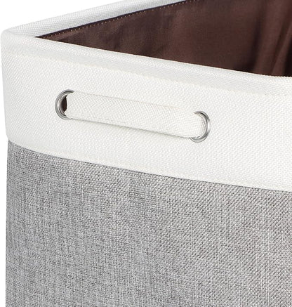 Foldable Storage Bin Collapsible Fabric Storage Basket Cube with Durable Handles Closet Organizer Bins for Organizing Shelves Drawers, Set of 3, 17" x 11.8" x 9.8", Grey