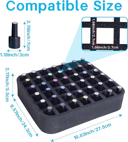 2 Pack Nail Polish Organizer Holder Foam Pad with Slots for Storage 84 Bottles (15ml/0.5fl.oz) Nail Polish or Essential Oil Tray for Drawers Black