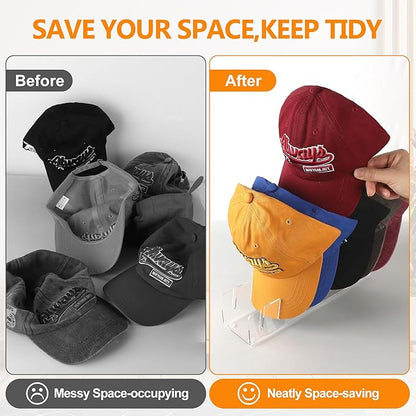 Hat Stand for Baseball Caps Display Hat Holder Organizer，No Install Rack Acrylic Hat Storage for 14 Baseball Caps、Closet Cowboy （2 Pack ）