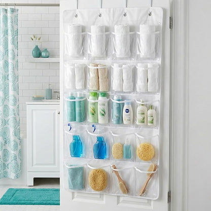 Premium Over Door Shoe Organizer, White, 20 Pockets, Heavy Duty Hanging Storage Rack with Metal Hooks for Closet, Bathroom, Dorm, Space Saving Solution for Shoes, Accessories, Toys