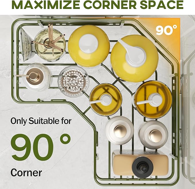 MAXIFFE 3 Pack X-Large Corner Shower Caddy with Soap Holder, Large Capacity and Easy Install, No Drilling Shower Shelves, Stainless Steel Shower Organizer Hold 40 LBS for Family Renters, Green
