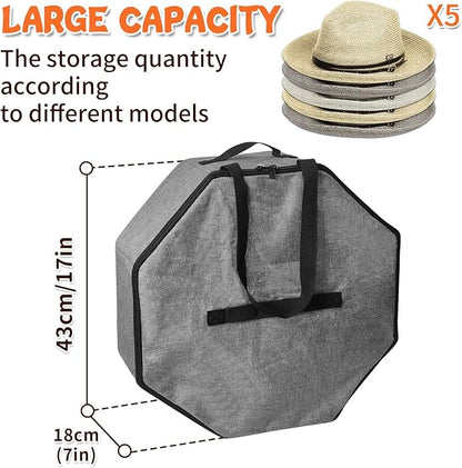 Boczif Hat Storage Box for Women and Men, Hat Storage bag for Travel Collapsible, Cowboy Hat Case with Handle, Hat Organizer Container Large Cap Bag for Carry (Grey)