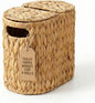 DEILSY™ Natural Water Hyacinth Toilet Paper Basket for 4 Rolls, Slim Toilet Paper Storage Basket with Built-in Handles, Wicker Toilet Paper Storage Basket with Lid for Bathroom or Powder Room