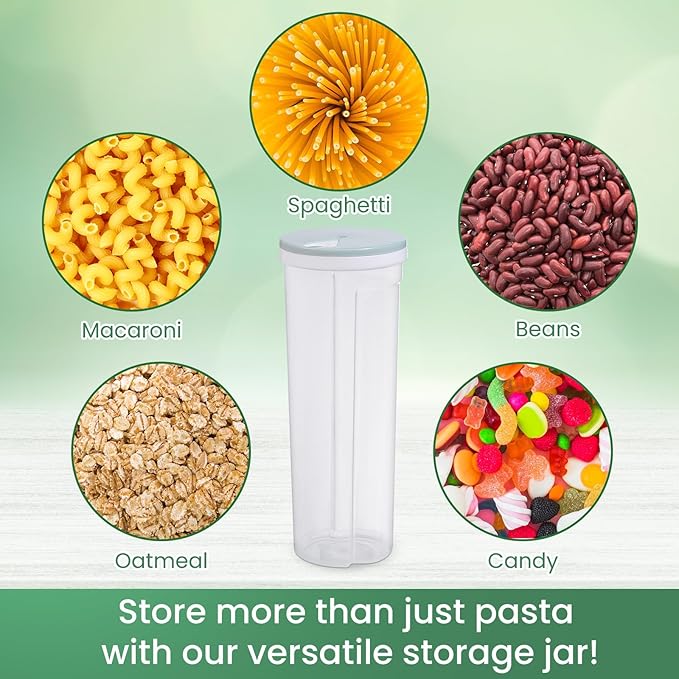 EORTA Plastic Tall Food Storage Spaghetti Noodle Pasta Container with Locking Lid Clear Dry Food Keeper Canister Cereal Crisper Box, Random Color