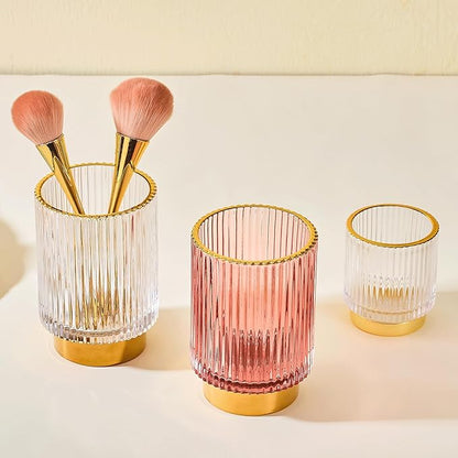 Makeup Brush Holder Organizer,Toothbrush Holders,Desk Pen Pencil Holder,Multifunctional Vintage Glass Brush Cup(A3-16-US)