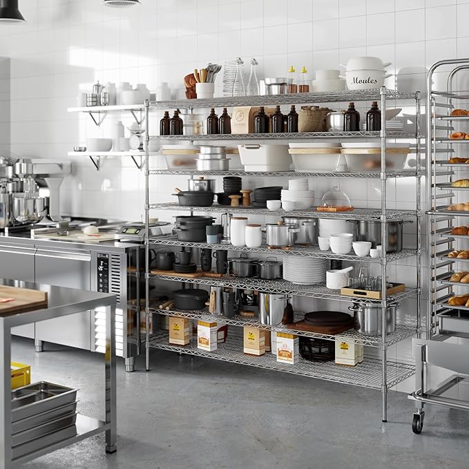21" Deep x 72" Wide x 74" Height Wire Shelving Kit | 8-Tier | NSF Commercial Storage Rack Unit