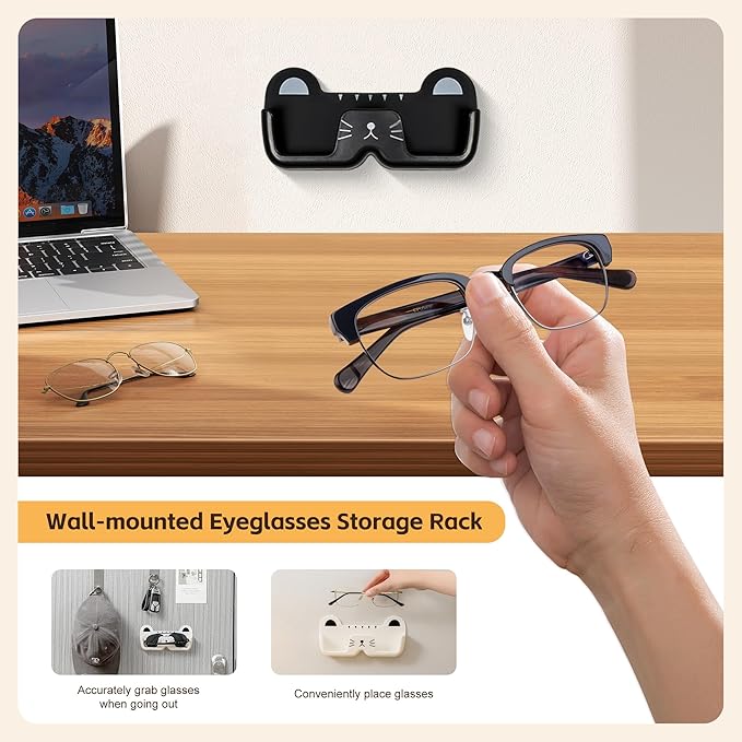 4 Pcs Eyeglasses Holder Stand Wall Wall-mounted Eyeglasses Storage Rack,Cute Cat Sunglasses Rack-mounted Storage Box,Suitable For Hallways,Living Rooms,Bedrooms,And Bathrooms.