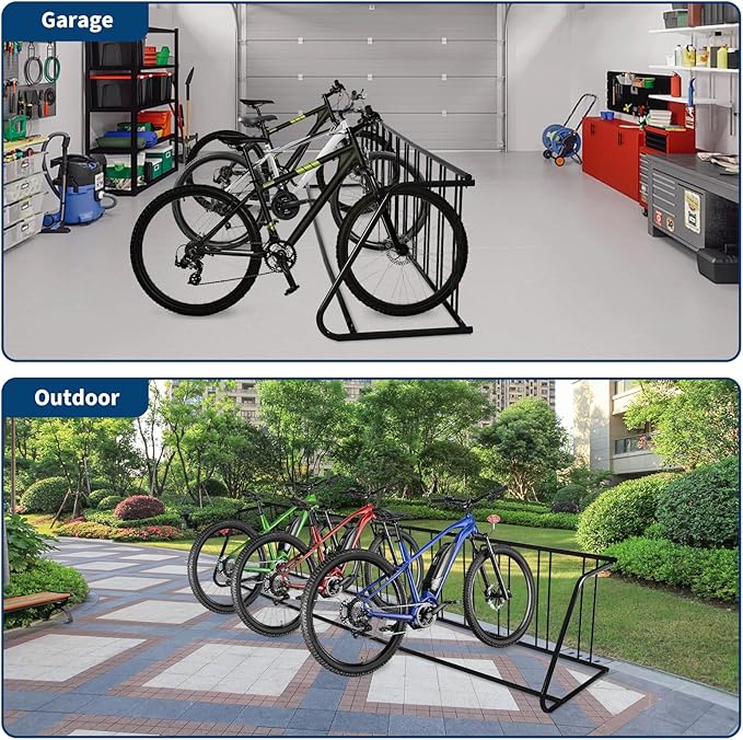 12-Bike Single-Side Floor Bike Rack, Heavy Duty Steel Freestanding Bicycle Parking Stand with Ground Fixing Kit, 122" L Commercial Grade for Garage, Apartment, School, Retail Store