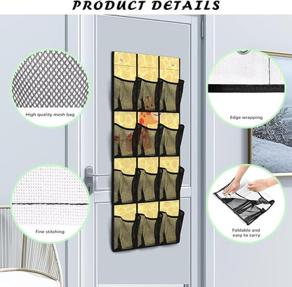 Giraffes Over the Door Shoe Organizer,Behind Door Shoes Hang Holder Rack,Hanging Shoe Storage Hanging Bag Unique Print