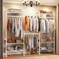 Wall Mounted Garment Rack, Walk-in Closet System with Expandable Rods, Adjustable Shelves, Industrial Pipe Clothing Racks, Hanging Clothes Organizers and Storage, Metal Closet Shelving Wardrobe
