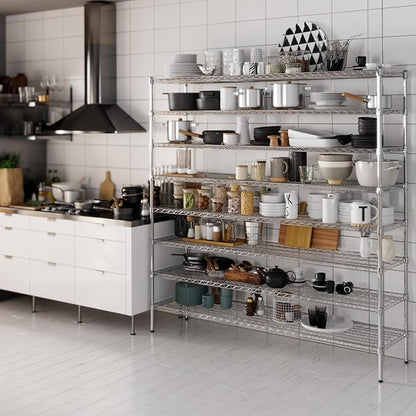 18" Deep x 72" Wide x 74" Height Wire Shelving Kit | 8-Tier | NSF Commercial Storage Rack Unit