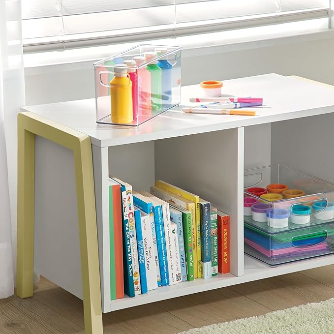 iDesign Plastic Stackable Pantry Bin - Storage Bin with Handles for Cabinets or Fridge - Set of 2 - Clear