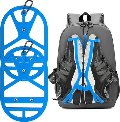2 Pack Shoe Holster for Backpack with Clip Hanger, Shoe Holder for Sneakers, Cleats, for Travel, Outdoors, Sports (X-Large, Blue)