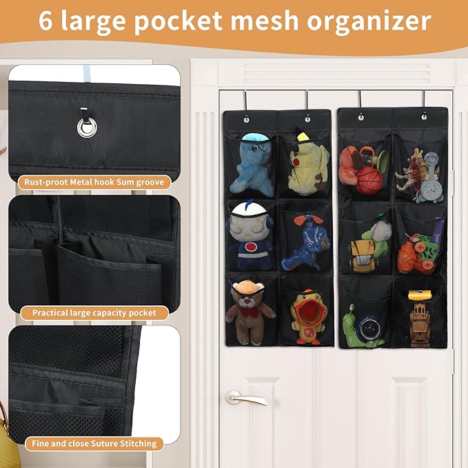 GOMAJI Over the Door/Wall Shoe Organizer, 2 Pack, Narrow, Hanging Shoe Rack for Closet, Bathroom, RV, Pantry, Camping, BLACK