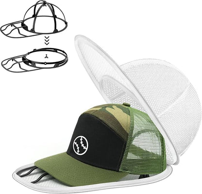 Hat Washer Cage, Collapsible Baseball Cap Washing Cage - Hat Holder for Washing Machine & Dishwasher – Ball Cap Cleaner, Shaper & Protector Form Mold with Rack for Laundry