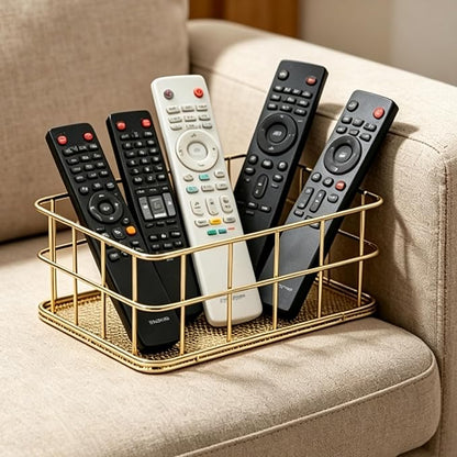 6.8"x4.8" Gold Metal Basket - Wire Mesh Storage Bin for Organizing | Shelf Basket for Home, Desk & Cosmetic Stationery （Pay Attention to Product Dimensions）