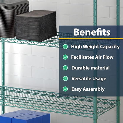2 Pack Green Additional Wire Shelf for 18" x 60" Shelving Units, Replacement Shelves for Wire Rack