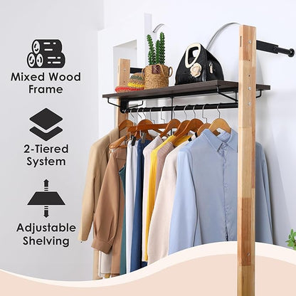 Houseables Industrial Closet System, Wall Closet System, Industrial Pipe Clothing Rack, Wall Mounted Clothes Rack, Open Wardrobe, Clothes Organizer, Floor to Ceiling, For Bedroom, Boutique, 83 x 50 IN