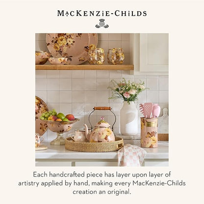 MACKENZIE-CHILDS Enamel Utensil Holder, Stylish Kitchen Countertop Organizer, Wild Rose Mauve