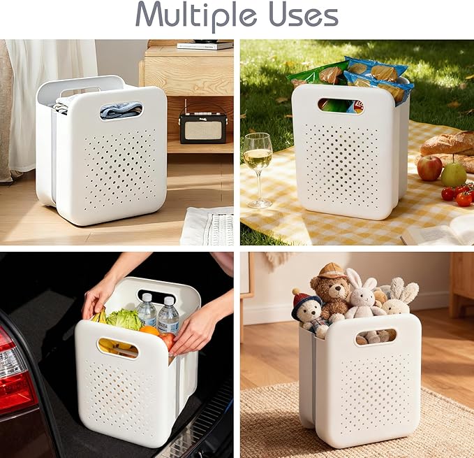 Goderewild Large Collapsible Laundry Basket, Space-Saving Wall-Mounted Hamper Organizer for Home, Dorms, RVs, Measures 13" x 9.5" x 17.5" In