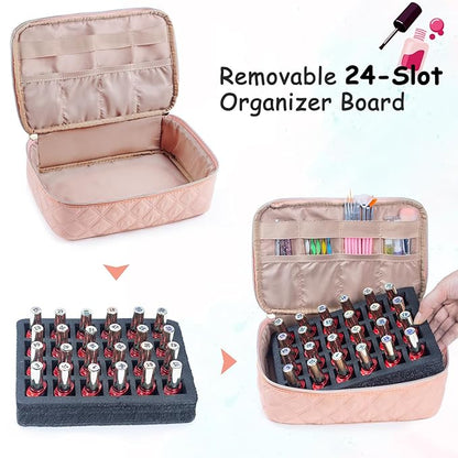 Personalized Initial Nail Polish Organizer – Holds 48 Bottles (15ml/0.5 fl oz), Nail Lamp & Tools – Nail Bag for Nail Organizers and Storage, Nail Polish Holder, Nail Tech Travel Case