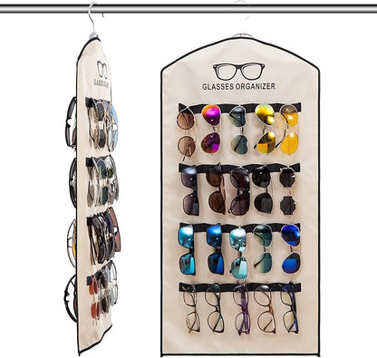 TRIUMPH VISION Hanging Sunglasses Organizers Eyeglasses Holder Stand, 40 Slots Eyeglass Case Eyewear Wall Organizer Multiple Eyeglasses Storage Sunglass Wall Mount Glasses Case Foldable Travel