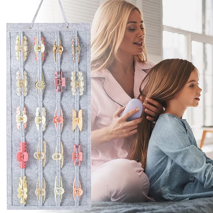 SMUK Large Hair Claw Clip Organizer Holder, Hanging Claw Clips Storage for Women Girls, Hair Clip Stand Holder for Wall, Door, Closet, Big Claw Clip Display for Teen Girls