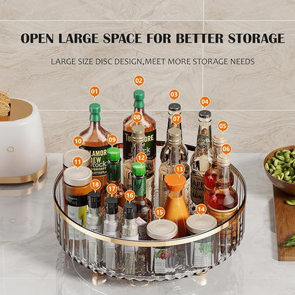 Clear Lazy Susan Pantry Organizers and Storage, 11” Turntable Organizer, Rotating Storage Rack for for Kitchen, Pantry,Cabinet, Dining Table,Fridge,Countertop,Vanity,Food Storage