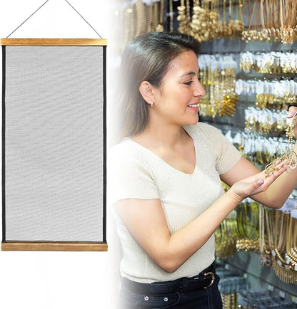 QWORK Earring Organizer Hanging Mesh, 2 Pack Wall Jewelry Organizer Necklaces Holder Rack for Earrings, Bracelets, Rings, Girls Hair Clips Hanger