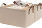 CHICVITA Storage Baskets for Shelves, Closet Fabric Storage Bins with Metal Frame, Collapsible Towel Organizer for Closet Living Room, 14 ¾" L x 10 ¼" W x 8 ¼" H, Brown, 2-Pack