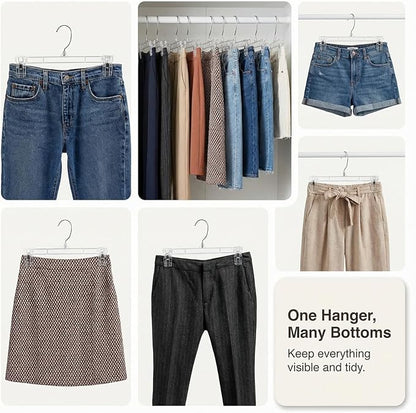 DEILSY™ Pants Hangers with Clips – 12 inch Space Saving Pants Hangers - Stylish Jeans Hangers for Closet Organization - Durable Hangers for Pants, Skirts, Jeans, Shorts, Trousers - 30 Pack