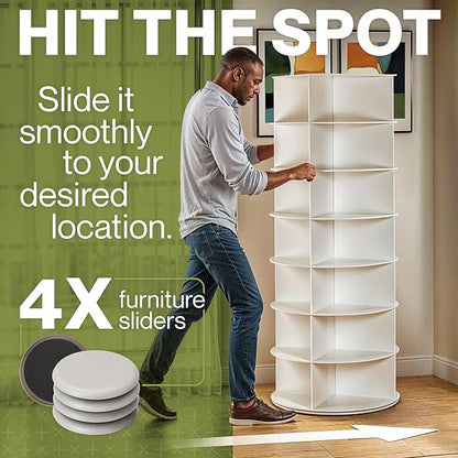 LOFT + IVY 7 Tier Rotating Shoe Rack Tower – 360° Spinning Storage Organizer, Modern Round Shoe Carousel for Closet, Entryway, Bedroom – Space Saving Rotating Lazy Susan Storage Tower