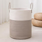 Laundry Basket Hamper Tall Rope Storage Woven for Blanket toys Dirty Clothes in Living Room Bathroom Bedroom (White&Brown, 80L/21.3Gal)