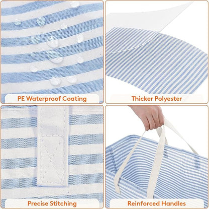 Lifewit 2 Pack Laundry Basket 100L Each, Collapsible Clothes Hamper with Reinforced Handles, Freestanding Waterproof Design for Bedroom and Laundry Room, Grey&Blue 200L Total